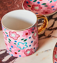 Load image into Gallery viewer, Pink mug cup flowers ceramic 
