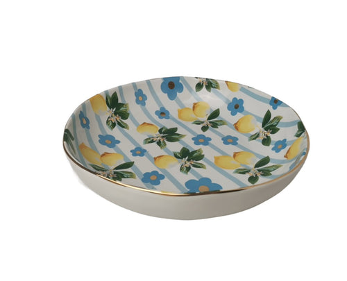 Lemon salad bowl blue flowers
