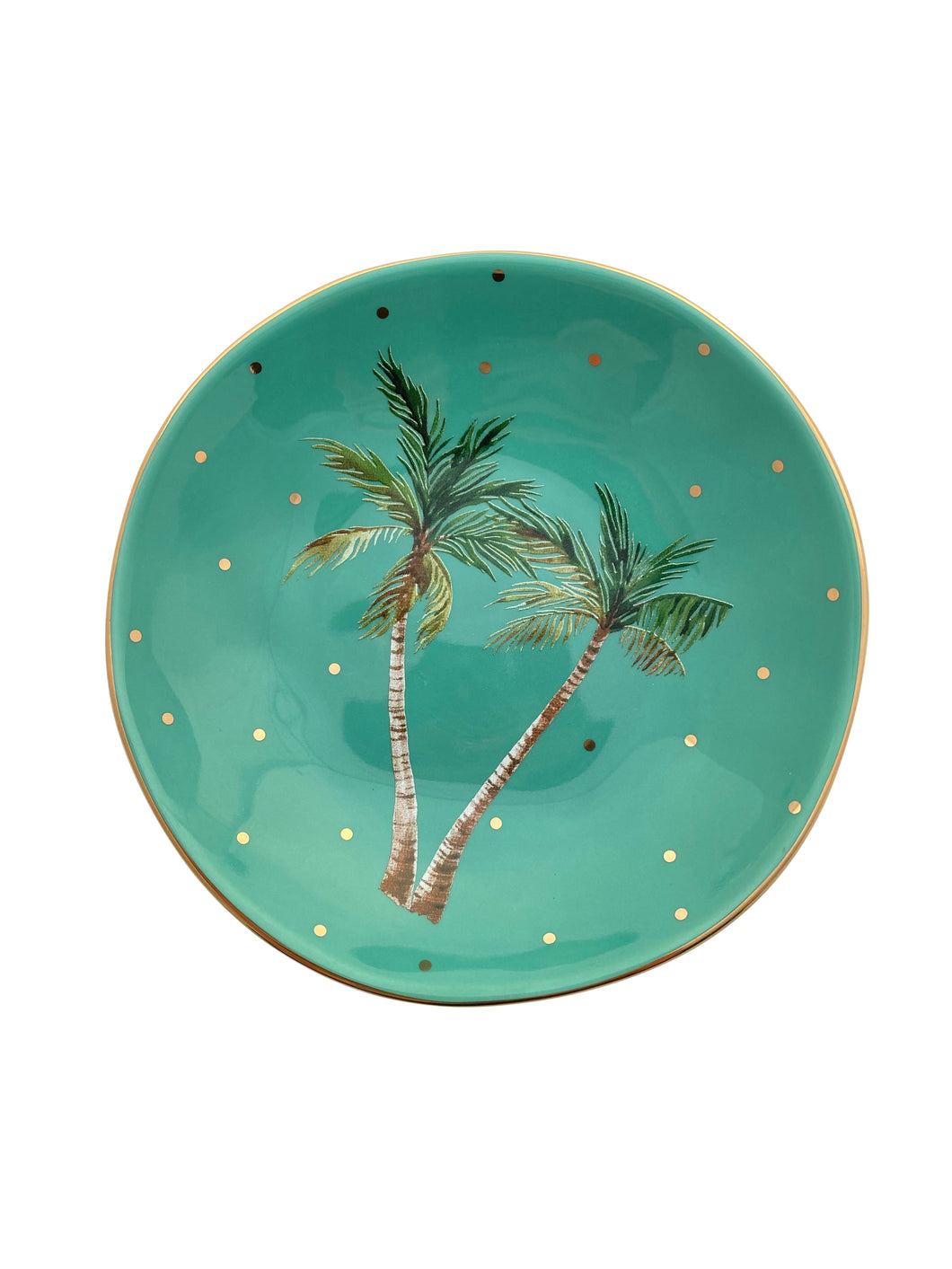 Green palm tree bowl trinket dish