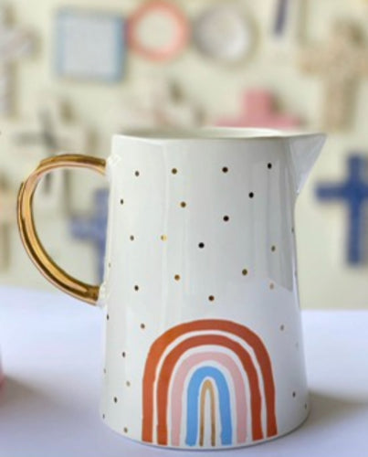 Bundle white rainbow ceramic gold jug