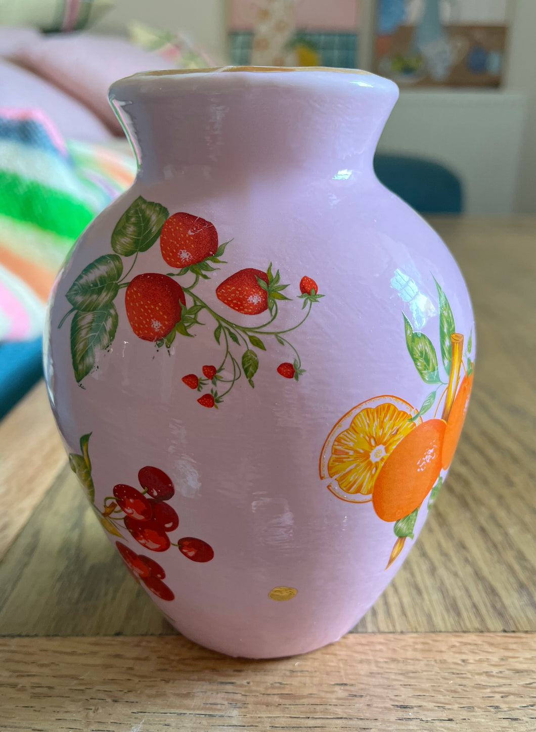 Medium mixed fruiti pink vase
