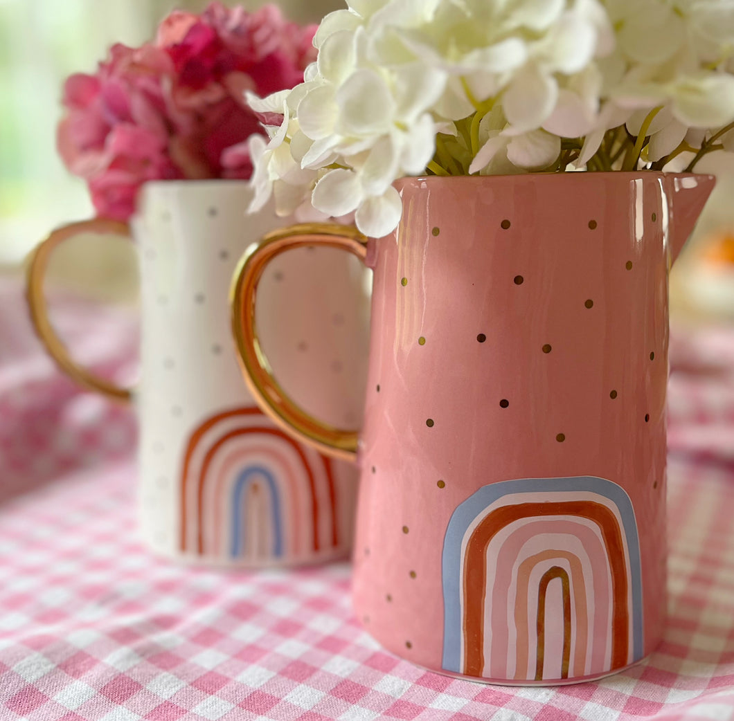 Ceramics rainbow giftware jug gold pink