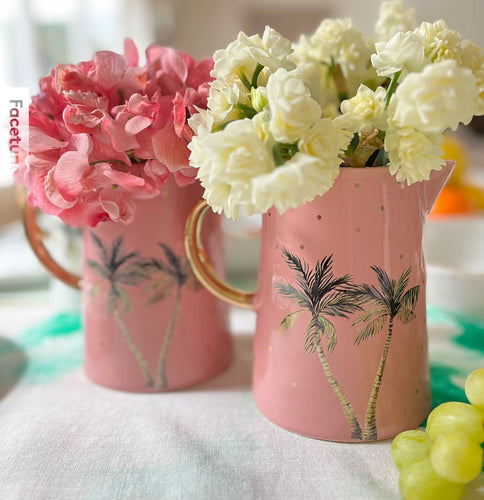 Ceramic palm tree pink jug 