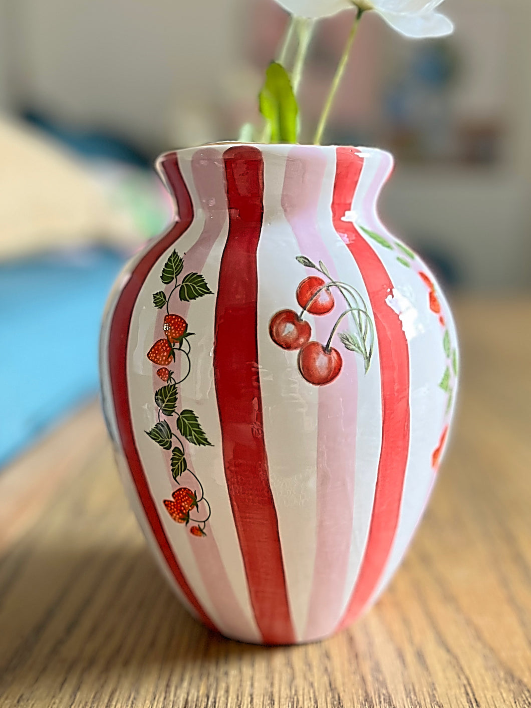 Large cherry strawberry fruiti vase