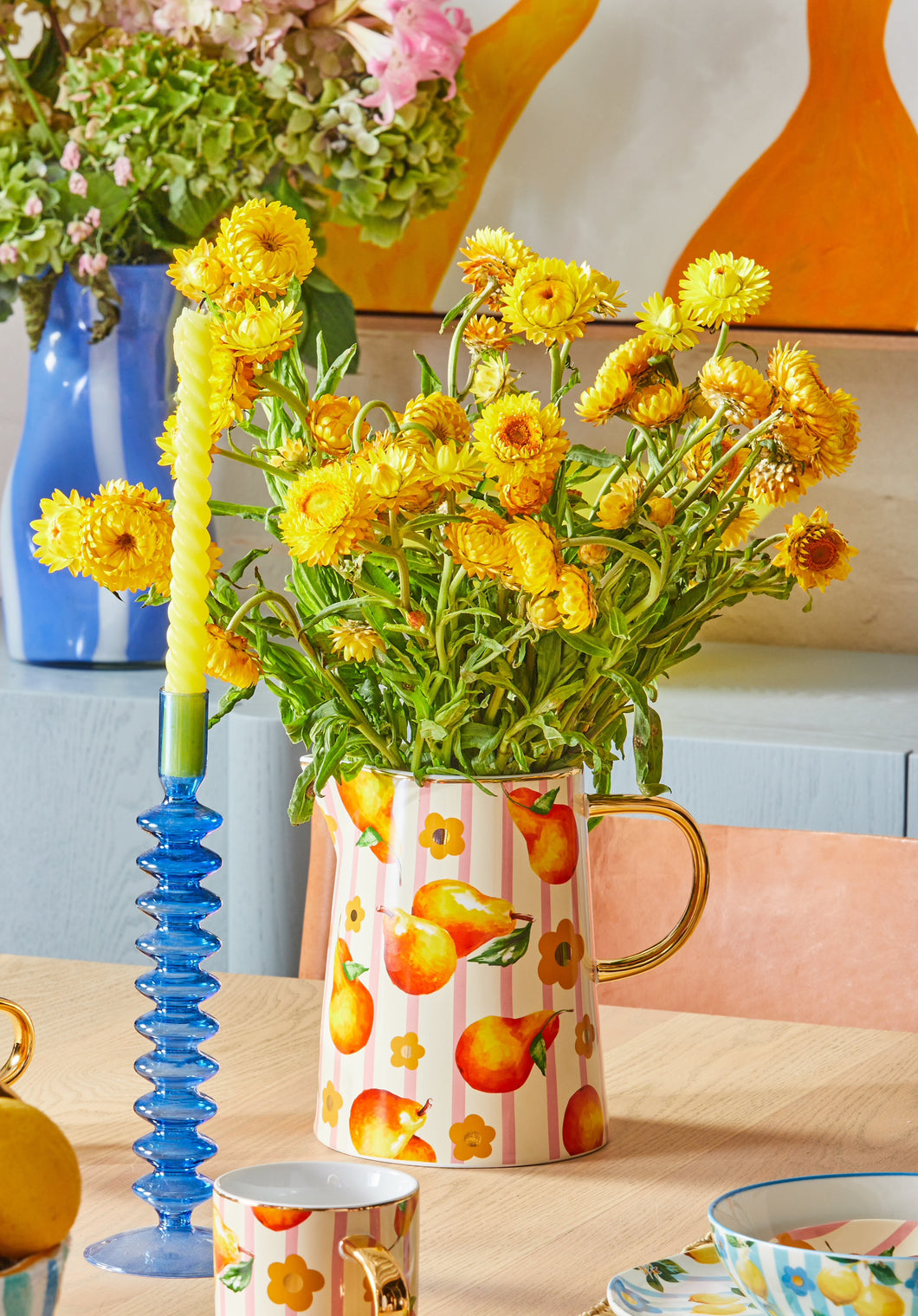 Ceramic pear jug gold