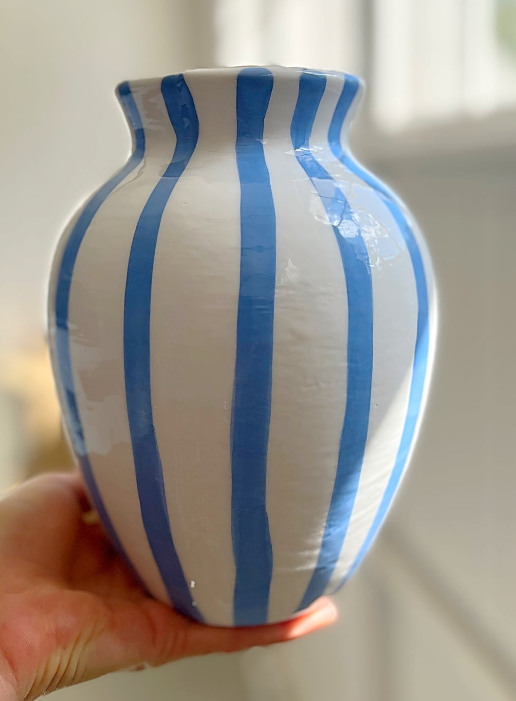 Large blue stripe vase