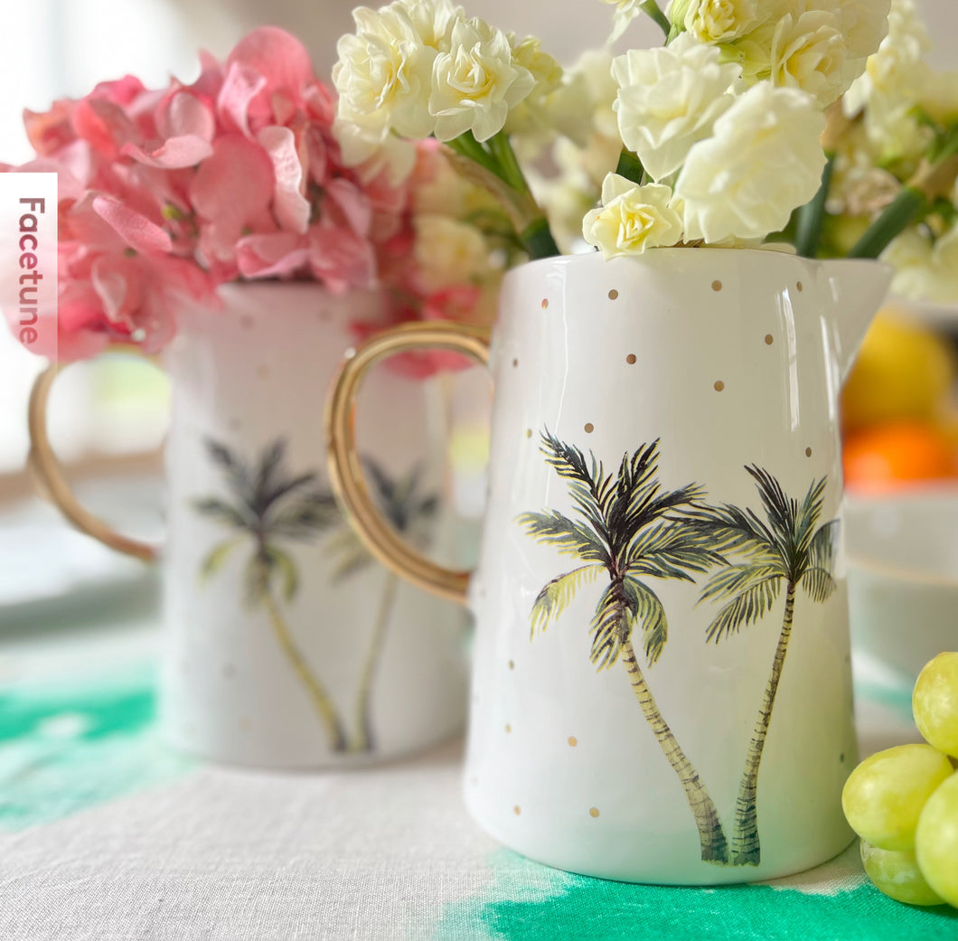 Ceramics gifts palm tree jug gold