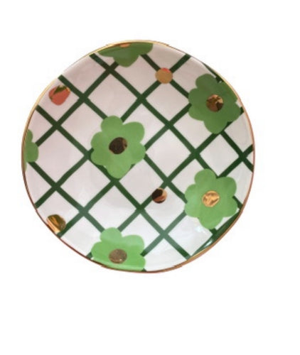 Green flower trinket gold bowl