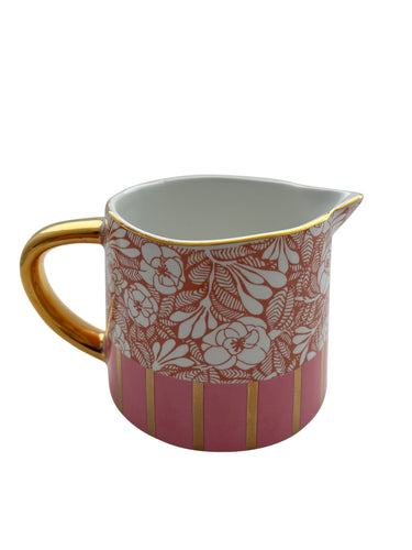 Pink flowers milk jug ceramic 
