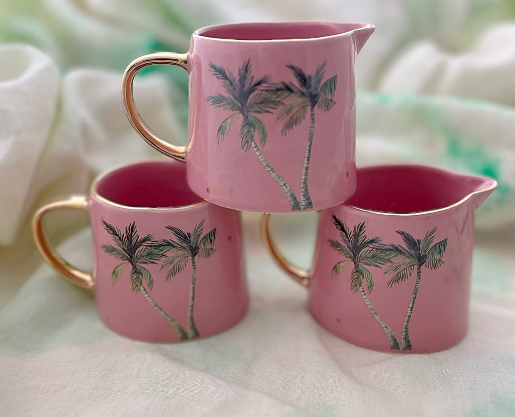 Set of 3 Pink Tropical Palm mini jug