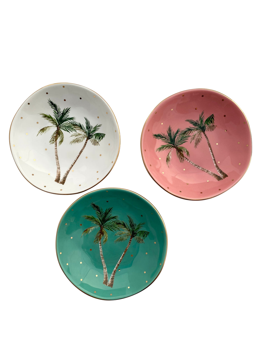 Set of 3 tropical palm mini bowls