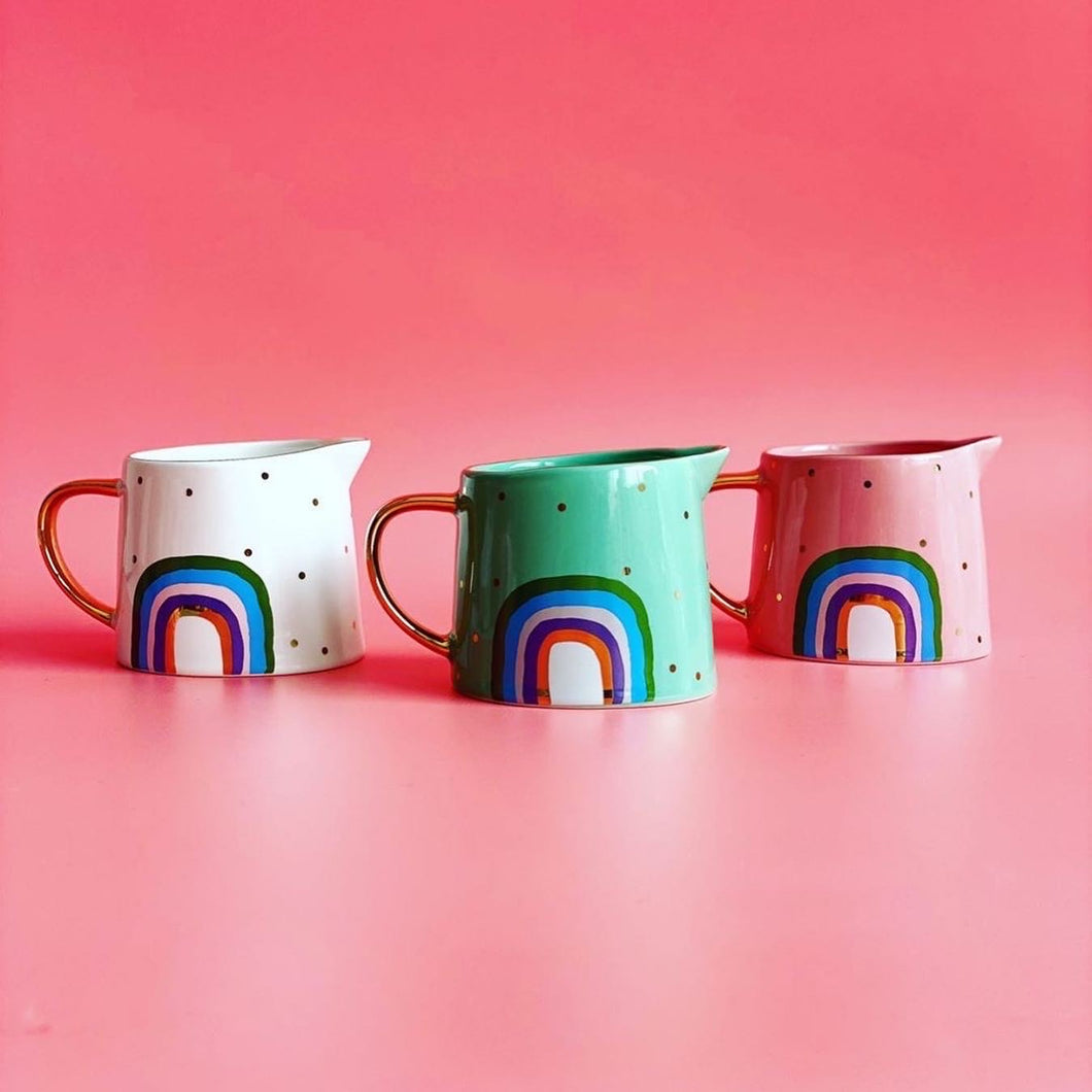 Set of 3 mini rainbow ceramic  jugs